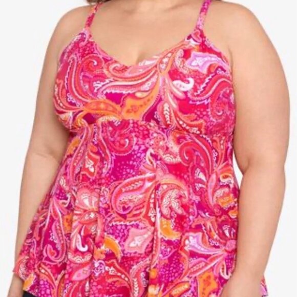 Swim Solution Swim Tankini Plus Size 16W Pink NWT $79 Underwire - Picture 1 of 5